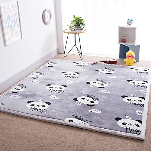 Loartee korallen Samtmatte, Teppich, als Krabbeldecke fürs Kind, Yogamatte und Übungsauflage geeignet, Panda, 150x200cm