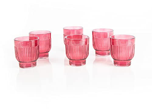 Logbuch-Verlag Lot de 6 photophores en verre rose 7 x 8 cm - Décoration de table pour anniversaire, mariage, fêtes d'été