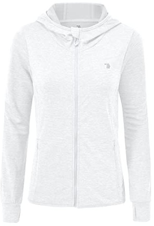 donhobo Running-Jacken für Damen Sportjacke Langarm Trainingsjacke Sweatjacke Yoga Fitness Laufjacke mit Daumenloch (Weiß, XS)