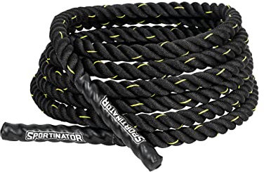 SPORTINATOR® Fitness Battle Rope 9 m langes und 7 kg schweres Trainingsseil, mit Kunststoff umwickelten Enden als Griffe. Perfekt für Koordinations- und Ausdauertraining. Für Damen und Herren