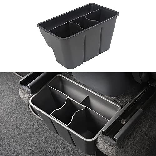 ATNVIDSG Rear Underseat Organizer Compatible with Tesla Model Y 2020 2021 2022 ABS Organizer Center Console Organizer (Black ABS)