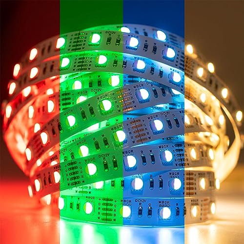 Lumiled LED Streifen 5M 300 LEDs 12V RGB Farbwechsel Warmweiß 72W LED Strip SMD LED Band IP33 5040 lm Selbstklebend mehrfarbig Lichtband für Innenbereich Heim Schlafzimmer Deko, ohne Netzteil