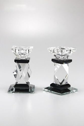 Bador Decoration 2er Set Kristallkerzenständer Designer Kerzenleuchter aus Kristallglas Kristall Kerzenleuchter Höhe gesamt ca 12 cm