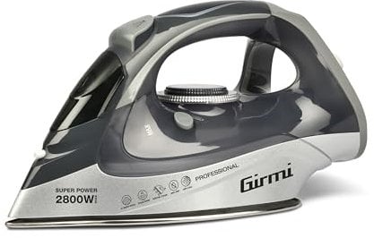 Girmi ST63 Ferro da Stiro a Vapore; 2800 Watt, Regolazione Temperatura, Colpo Vapore 150 g/min, Funzione Anti-Calcare, 400cc, 91 Microfori in piastra INOX, Grigio
