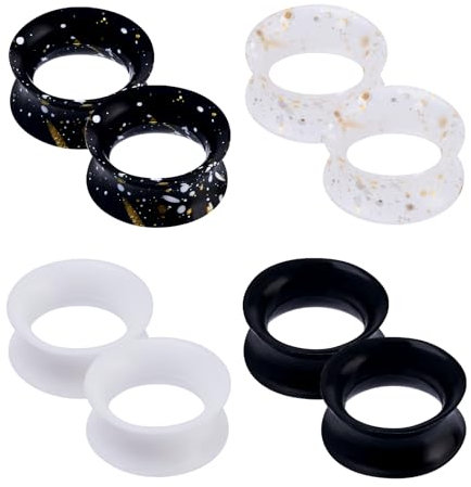 Longbeauty 4 Paar Weich Silikon Tunnel Plugs Set Ohr Gauges Dehnungsset Ohrpiercing Schmuck für Damen Herren, 14mm