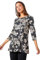Roman Originals Swing Top with Pockets for Women UK Ladies Hanky Hem Asymmetric Tunic Blouse Longline Long Stretch Jersey Casual Round NeckTee Shirt T-Shirt - Black Cream - Size 12