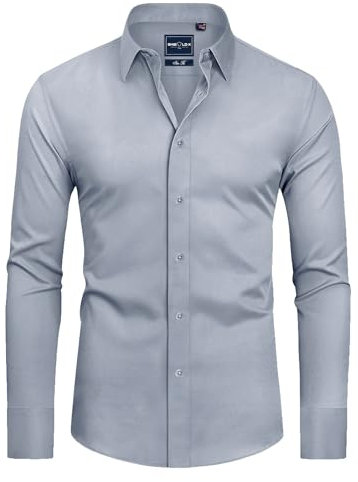 DEMEANOR Mens Dress Shirts - Long Sleeve, Slim Fit, Non-Iron Formal & Casual Shirts