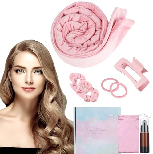 Aotfusd Heatless Curls, Locken Ohne Hitze, Heatless Curls Band Samt über Nacht mit Haarnadel Rutschfest Locken über Nacht DIY Hair Curler Haarband Wave Formers Nacht für Mittleres Langes Haar (Rosa)