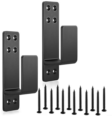Lot de 2 supports de barricade à 4 portes, supports en U pour maison, grange, abri de jardin, porte de garage, renfort de porte (noir)