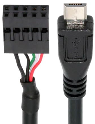 cablecc Cable de placa base USB 2.0 de 9 pines y 10 pines a micro USB de 5 pines para cámara de panel de sensor de mini monitor, 50 cm