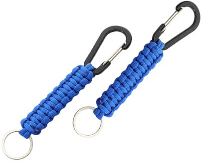CGEAMDY 2 Stück Paracord Schlüsselanhänger, Paracord Schlüsselanhänger Karabiner, Schlüsselband mit Karabiner Geflochtenes Lanyard, für Motorrad Camping(Blau)