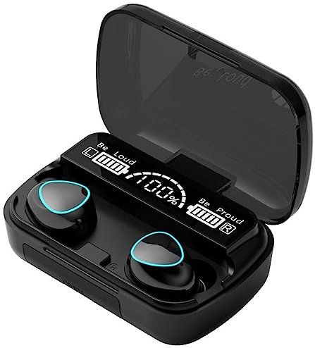 Lanko Auriculares inalámbricos Tws Bluetooth V5.1 con pantalla LED, estéreo, mini auriculares con micrófono manos , color negro