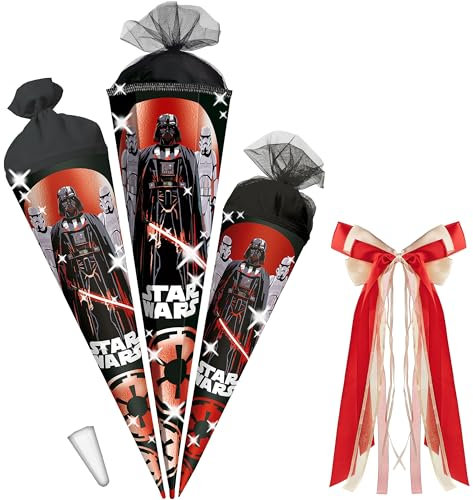 alles-meine.de GmbH Schultüte - Star War - 35-85 cm - Größe wählbar - Holzspitze wählbar - + Kunstoff Spitze + Schleife - Tüll - oder Filzabschluß - eckig/rund - klein & groß..
