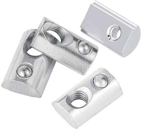 Yuhtech 50 Stück Nutenstein M4 nut 8 mit Zentrierung Federkugel für 3030 Alu Profil 8mm, 30 Serie Nutenstein M4 Rostfreie Stähle Gleitmutter