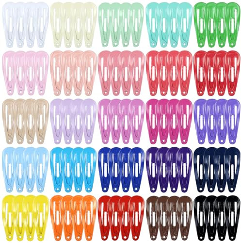 Cinaci 100pcs in 25 Candy Farben 3cm / 1,2 Kleine Metall Snap Haarspangen Rutschfeste Haarspangen Pony Halter für Baby Mädchen Kleinkinder