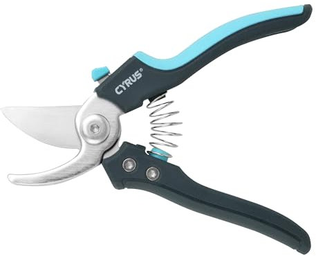 CYRUS Gartenschere,18cm Baumschere mit Bypass-Kante zum Schneiden von Ästen und Zweigen mit einem Durchmesser von bis zu 24 mm, Zum Schneiden von Gartenästen und Topfpflanzen (00288)
