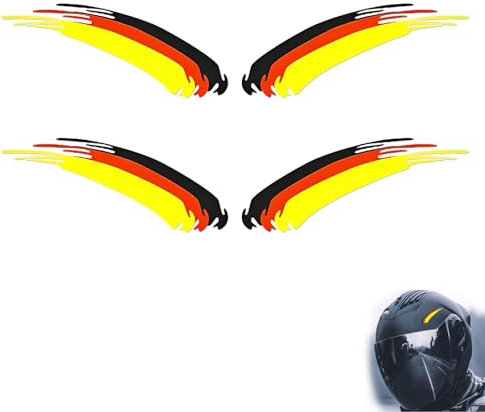 Deutschland Flagge Aufkleber Stickers Set, 6 Stück, für Auto, Motorrad, Scooter, Quad, ATV, Helm, Fahrrad