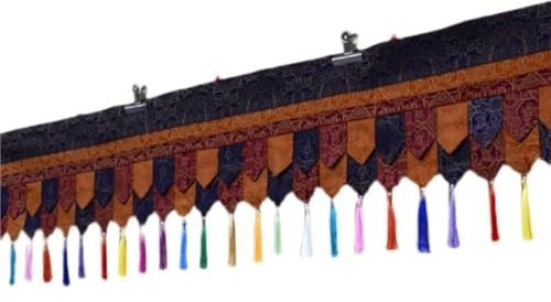 ERERE Tischläufer im tibetischen Ethno-Stil mit Quasten, mehrfarbiges Dekotuch for Zuhause, Altar, Wandbehang, Tempeldekoration, handgemachte Stoffkunst