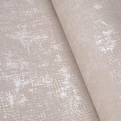 Pamatio Concrete Light Brown Wallpaper - Metallic Glitter Feature Industrial Cement Effect - Non-Woven - Living Room Bedroom Walls Adult, 53 cm x 9.5 m Roll