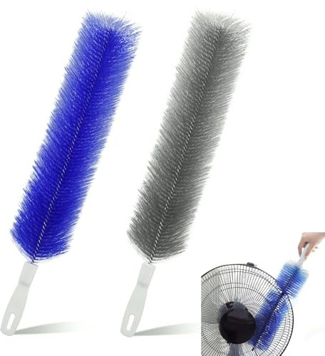 2 Pcs Cobweb Duster, Bendable Fan Duster, Plastic Fan Cleaner Brush,Microfiber Head Dusting Brush, Reusable Dust Remover for Air Conditioning Shutters,Ceiling Fan Blades,Air Vents, Curtains, Cars