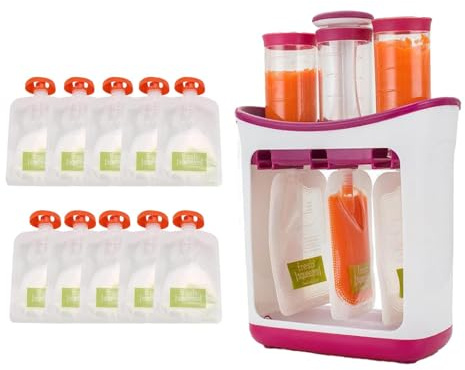 Djowyh Contenitori di frutta per bambini | Preparatore alimentare per succhi di frutta freschi - Preparatore alimentare per bambini | Macchina di rifornimento di purea con sacchetti riutilizzabili per