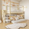 Merax Etagenbett 90 x 200 cm, multifunktionales Hochbett für Kinder mit Ausziehbett, Weiß und Holz (ohne Matratze)