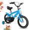 OUBUBY 14 Zoll Kinderfahrrad für 2-4 Jahre Mädchen & Jungen,14 Zoll Kinderfahrrad mit Stabilisatoren & Handbremsen,Stützräder Kann bis zu 110lbs Kinderrad (Blau)
