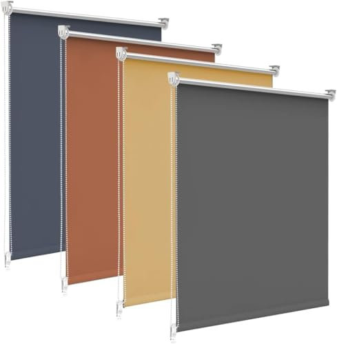 bobodeco Verdunklungsrollo ohne Bohren & mit Bohren, Verdunkelungsrollo Klemmfix, Dunkelgrau 90x150cm (BxH), Thermorollo Sichtschutz und Sonnenchutz, Rollos Hitzeschutz für Fenster & Tür