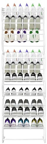Nyana Zapatero Colgante Metálico De Puerta | hasta 36 Pares Home | Medidas: 172x58x18 cm (Blanco)