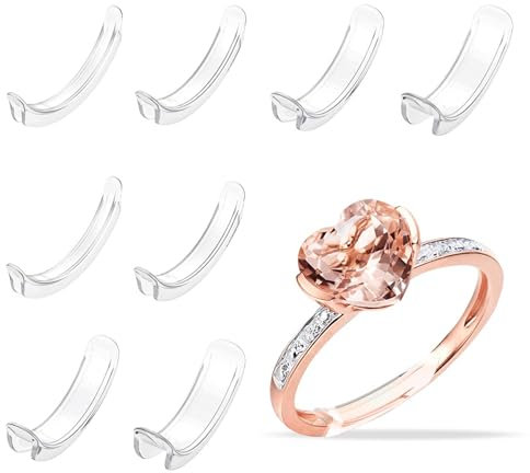 8Pcs Ring Size Adjuster for Loose Rings, Invisible Ring Resizer, Ring Tightener, Ring Adjuster for Loose Rings, Ring Clips to Make Rings Smaller, Silicone Ring Adjuster Fit Any Rings