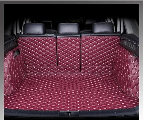 Cuero Alfombrillas Maletero Esteras Traseras Maletero Coche No Eléctrico para Peugeot 208 P21 2023-2020 Esteras Maletero con Bandeja Carga Trasera Cuero Coche Trunk Mats(Wine Red 3D)