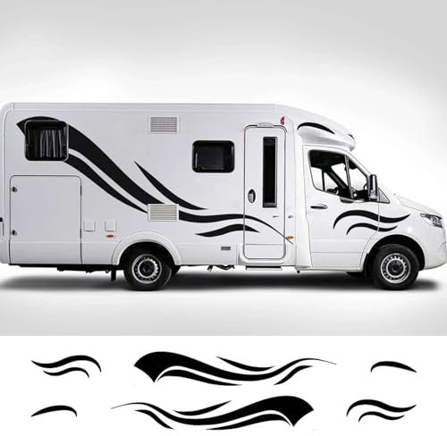 FUNOJIM 6 STÜCKE Wohnmobil Streifen Vinyl Aufkleber Für Camper Van Horsebox Caravan RV Auto Tuning Zubehör Auto Dekoration Dekor Aufkleber