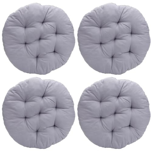 Tutamaz 4er Set Stuhlkissen Rund, Outdoor Sitzkissen 40x40x3cm | Bodenkissen Rund, Stuhlauflage für Indoor und Outdoor für Esszimmer, Wohnzimmer, Studierzimmer