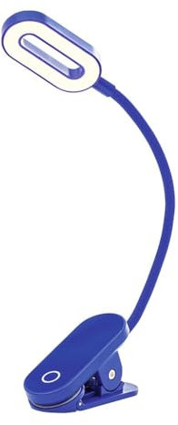 moses. libri_x Klemmleuchte Touch Electric Blue, Dimmbares Leselicht mit Touchfunktion, Wiederaufladbare Leuchte mit Dimmer in 3 Stufen