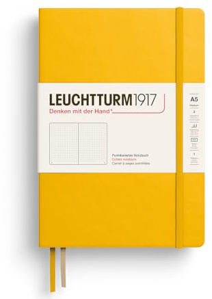 LEUCHTTURM1917 373986 Notebook Medium (A5), Hardcover, 251 Numbered Pages, Sunflower, Dotted