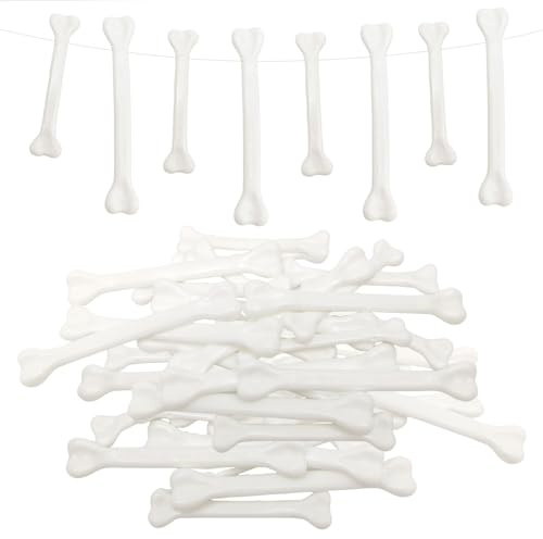 SAIIURV 20 Stück Halloween Knochen für Damen Herren, Halloween Requisiten Falsche Skelett Knochen Deko Plastikknochen DIY Schmuckset, Höhlenmensch Kostüm Zubehör für Party Karneval Cosplay