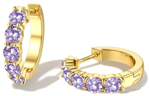 Dochais 925 Creolen Ohrringe Gold/Silber für Damen, 14K Vergoldet Huggie Ohrringe mit Zirkonia, Hypoallergen Creolen 925 Sterling Silber Steckerstift, Trendy Schmuck Geschenk für Mädchen und Damen