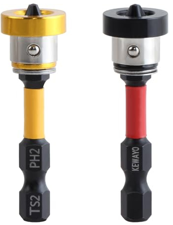 KEWAYO Drywall Screw Setter, PH2 1/4 Magnetic plasterboard Screwdriver Bit, 50mm (2-Pack)