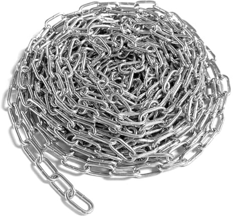 10m Stahlkette aus Kohlenstoffstahl, Stahlkette 3mm Starke, Kette Silber, Gliederkette Meterware, Für Hängezäune, Hundeführungsketten, Schaukelketten, Wäschetrockenketten
