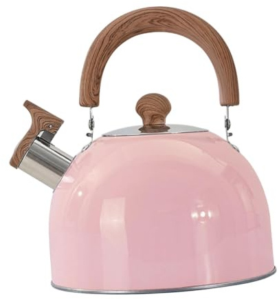 Ioensy Bouilloire avec Poignée Anti-brûlure En Acier Inoxydable Ouverture Large et Versement Aisé Résistante à La Décoloration Convient pour Préparation de T, Rose