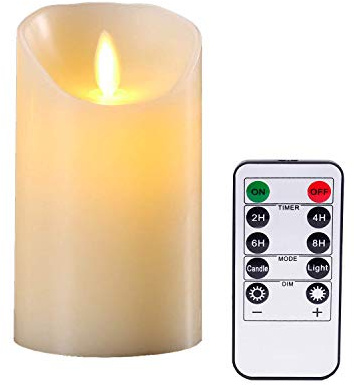 YIWER Led Candles 6 Flameless Candles,Set of 1 Real Wax Not Plastic Pillars Include Realistic Dancing LED Flames and 10-Key Remote Control with 2/4/6/8-hours Timer Function 200 Hours (1x1, Ivory)