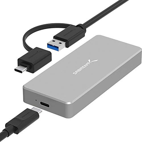 SABRENT USB-C Boîtier NVMe SSD M.2, Adaptateur Externe USB 3.2 Gen2 10Gbps, Aluminium Boîtier Disque Dur pour PCIe, M Key, 2230/2242/2260/2280, SSD enclosure Case (EC-NVME)