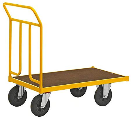 Plattformwagen - Handwagen - Transportwagen - Belastung: 400 kg - Größe: 108,6 x 60 x 102 cm - Vollgummiräder - Industriequalität (Plattformwagen mit Bremse)