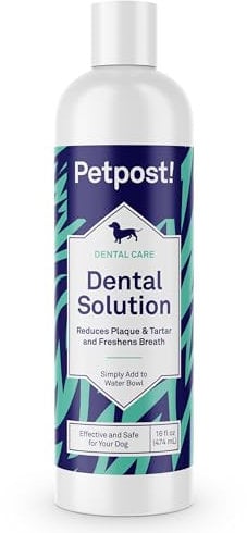 Petpost | Dental Solution for Dogs - Water Additive That Eliminates Bad Breath - Dirt, Gunk, and Tooth Buildup Gone - Natural Tooth Cleaning Solution 474 ml