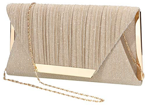 LIGUL Poschette Giorno Donna Borsa Da Sera In Cristallo Per Donna Borsa Da Sera Lucente Per Donna Pochette e Clutch (S, F-Champagne)