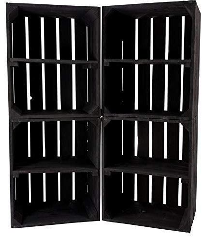 Kontorei große neue schwarze Obstkiste 50cm x 40cm x 30cm 6er Set Apfelkiste Schuhregal Holzregal Bank Garderobe Weinkiste Kisten Balkon Holzkiste Regalsystem