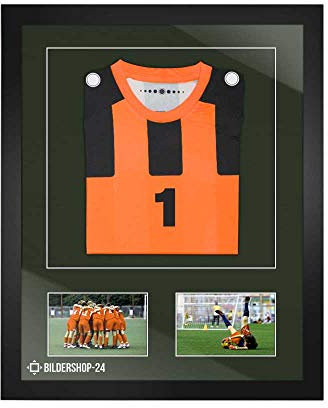 Bilderrahmen Trikotrahmen stabil RahmBig Schwarz 50 X 70 cm Rahmen für Trikots, Sport shirts + Passepartout dunkel Grün