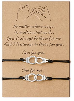 VU100 2 Pcs Menottes Charme Tissé Cordes D'amitié Bracelets Couple Meilleur Ami Distacne Correspondant pour Femmes Hommes Filles Garçons Cadeaux