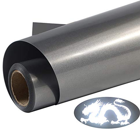 GYT Reflective Heat Transfer Vinyl 12 Inch by 7 Feet Reflective Grey Iron On Vinyl DIY Design for T-Shirt (1)