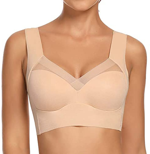 WOWENY Damen Nahtlos Spitzen BH ohne Bügel Weicher Damen Push-Up BH Gepolstert - Atmungsaktiver und Leichter, Klassische Bustier Damen BH Modern Feeling